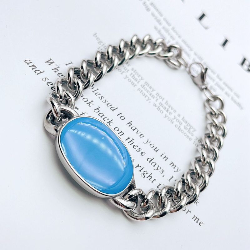 Bracciale a catena curva Salman Khan in resina blu cubana da uomo Hip Hop_voghion.com