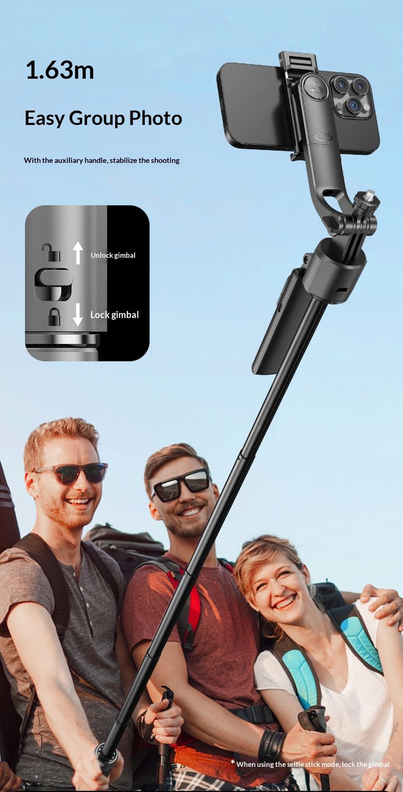 Hold Selfie Stick C17 Smart AI Follow-up Anti-Shake Extendable Gimbal Fully Automatic Photography Artifact Phone Holder_voghion.com
