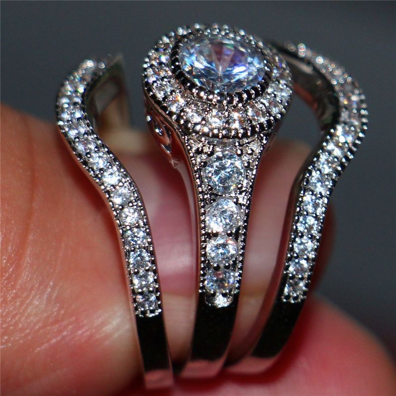 Trendy Jewelry New Three-Piece Combination Women's Couple Ring Set_voghion.com
