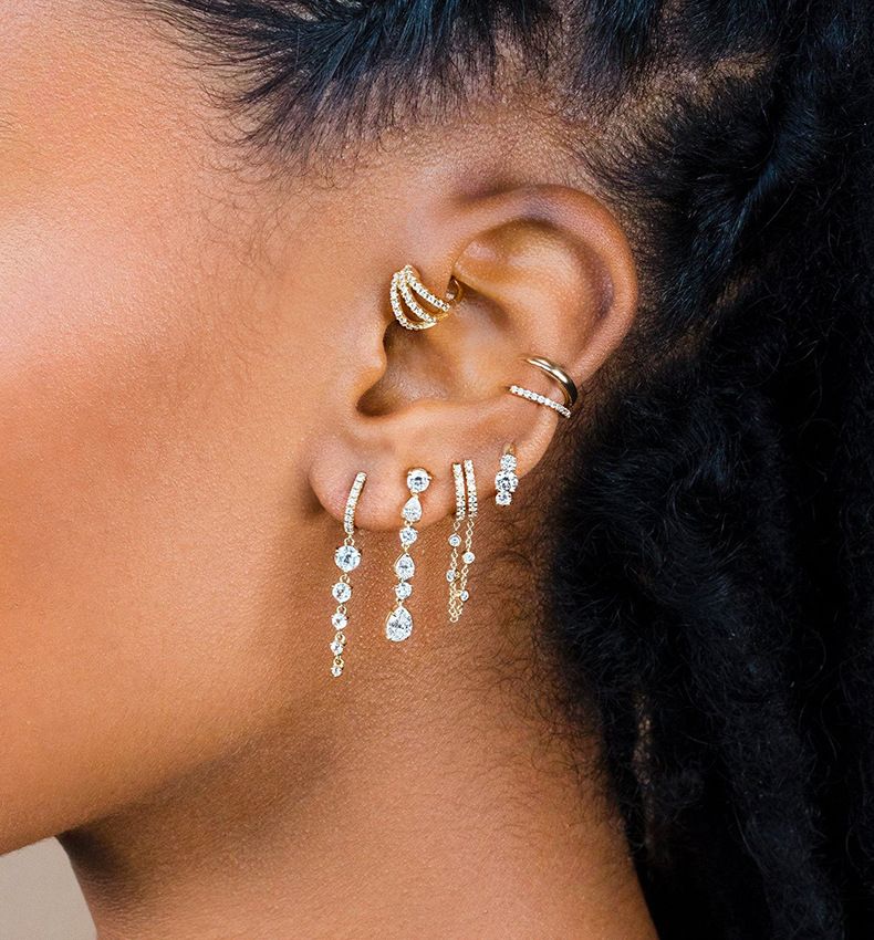 Damenschmuck Doppellagige Ohrmanschette Mit Mikro-Pavé-Zirkon, Hypoallergener Ohrclip Aus 925er Sterlingsilber Für Damen Und Herren_voghion.com