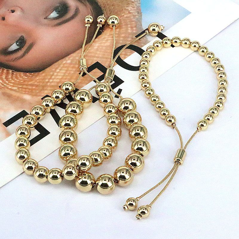 Fashionable And Unique Exaggerated Geometric Smooth Round Beads 6mm 8mm 10mm DIY Hip Hop Bracelet_voghion.com