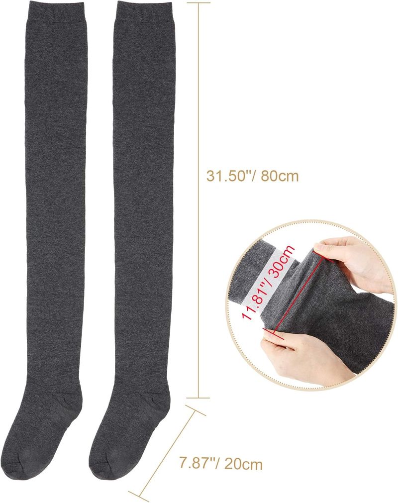 Oberschenkelhohe Socken für Frauen, warme Baumwolle, Overknee-Socken, lange Strümpfe, Beinwärmer, Stiefelsocken_voghion.com