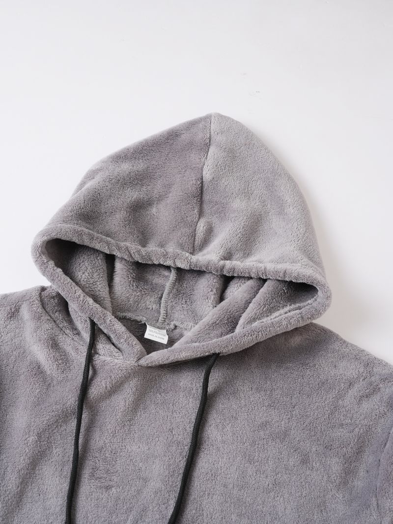 Felpa con cappuccio foderata in pile da uomo - Felpa oversize con cappuccio (grigio/marrone chiaro/nero, S-2XL)_voghion.com
