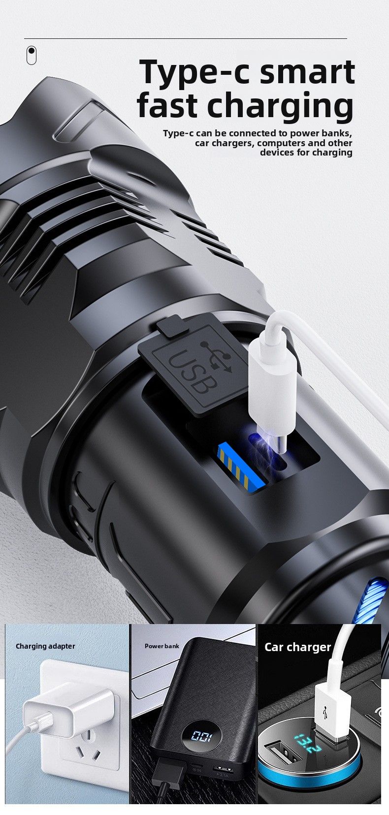 Nuovo display digitale aggiornato, luce forte, ricaricabile, ultra luminoso, doppia modalità, per esterni, speciale telescopico_voghion.com