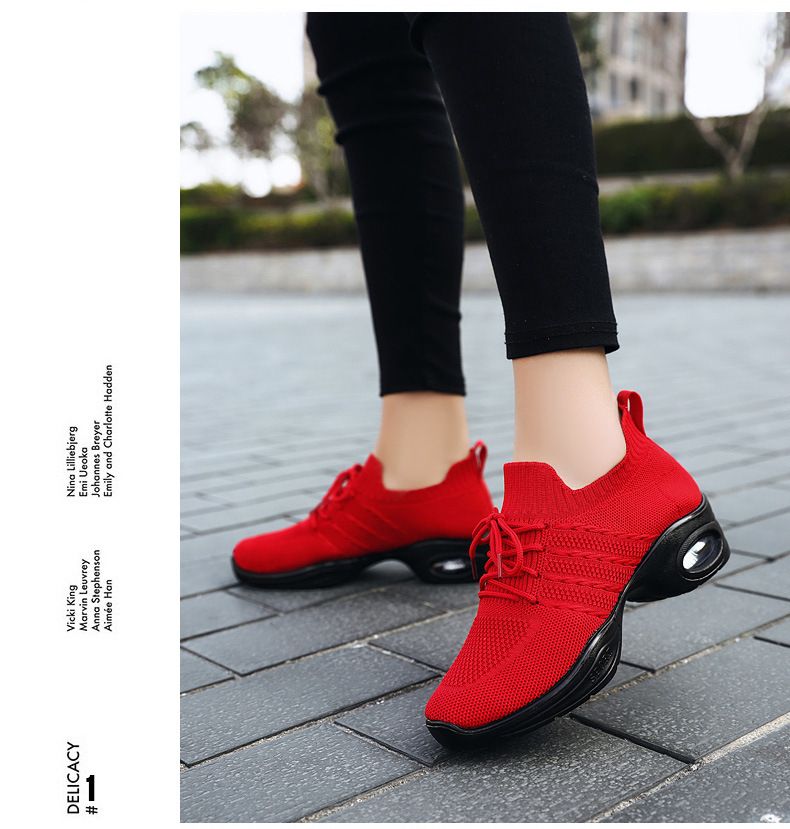 Tanzschuhe Damenschuhe Polyurethan Dickbesohlte Leichte Square Dance Atmungsaktive Wanderschuhe für Mütter mittleren Alters und ältere Menschen_voghion.com