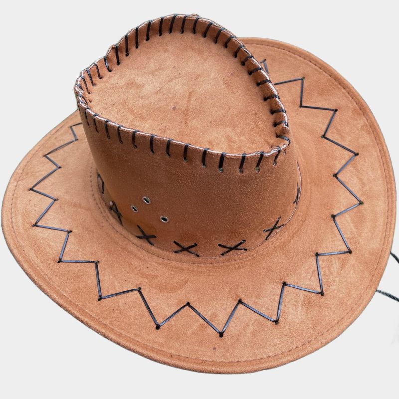 Western Cowboy Sommer Unisex Schutz Stil Ritter Breite Krempe Strand Sonnenhut Wildleder_voghion.com