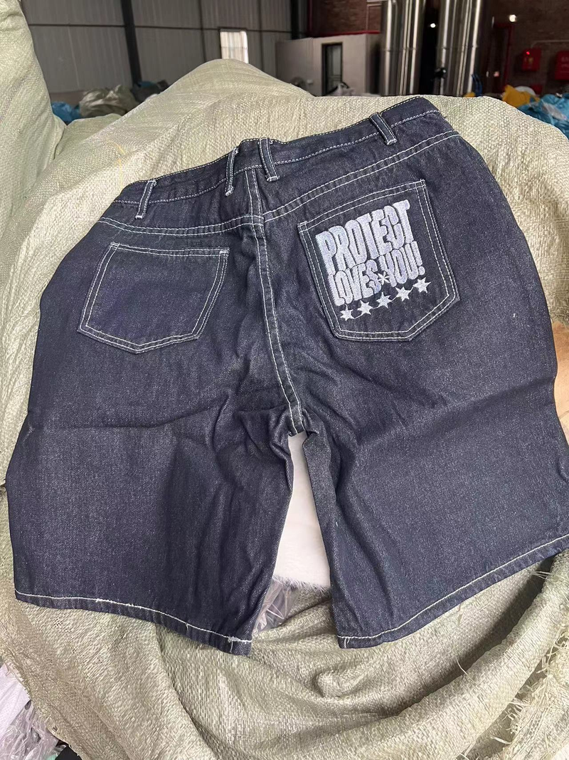 Short en denim imprimé Y2K de marque américaine à la mode pour hommes, capris de rue, hip-hop, décontracté, ample, jambes droites, été_voghion.com