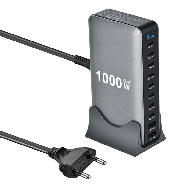 1000Gan Desktop 10-Ports USB Typ C PD3.1 Ladegerät Schnellladung für iPhone 17 16 Samsung S24 Xiaomi Laptop_voghion.com