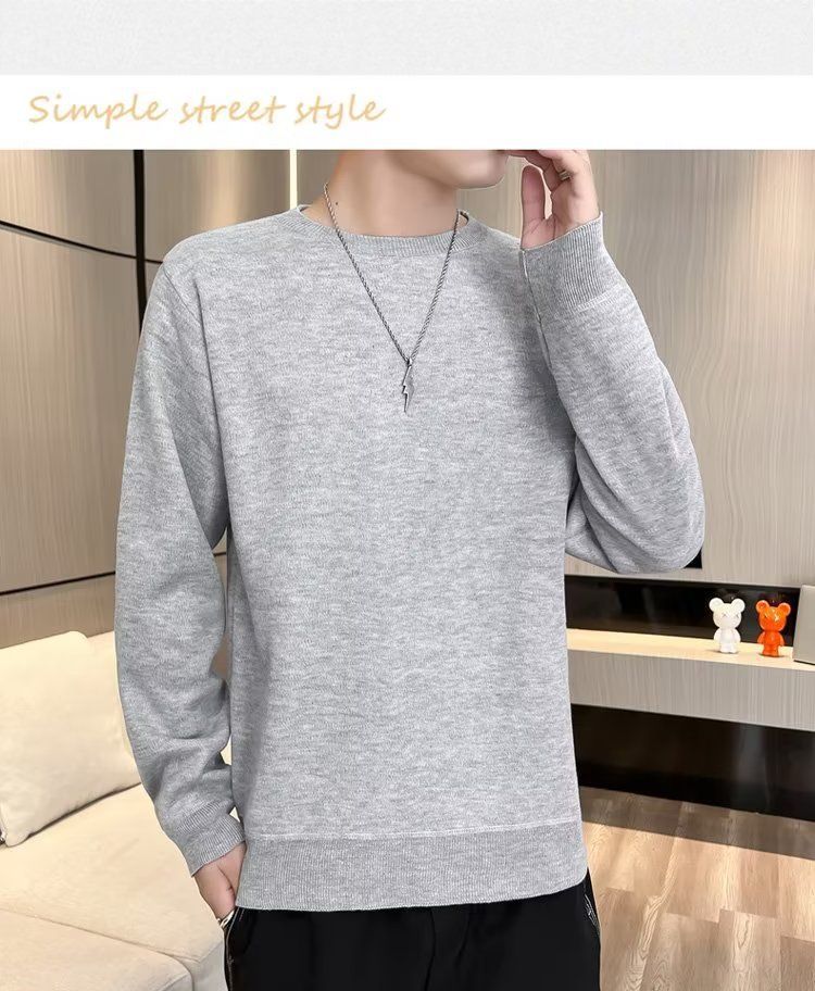 Abbigliamento maschile Maglione girocollo in velluto monopezzo autunnale e invernale da uomo, camicia con fondo foderato in pile spesso da uomo, 2024, nuovo top caldo tutto-fiammifero alla moda_voghion.com