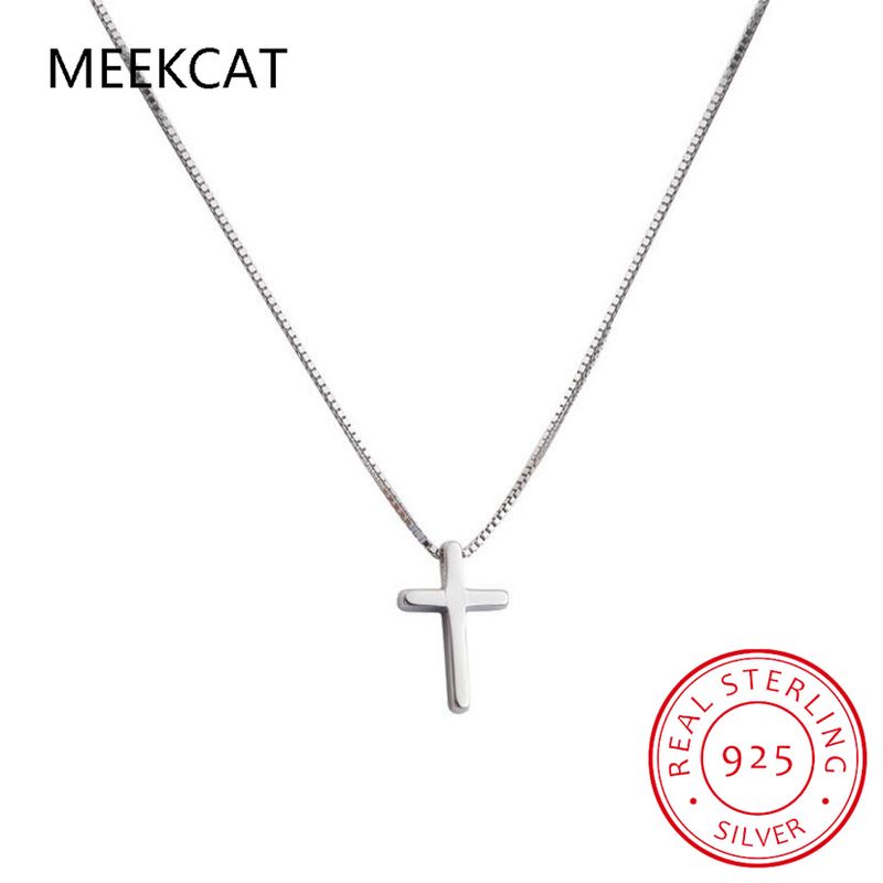 Mode Echt Sterg Sier Mode Süße Kreuz Anhänger Box Kette Halskette Für Frauen Hochzeit Partei Edlen Schmuck DA2710_voghion.com