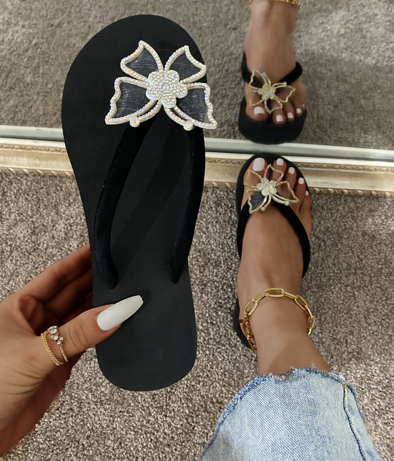 Sandali con doppia punta e fondo spesso alla moda, grandi dimensioni, farfalla, rinoceronte, piatto, da donna, Drag_voghion.com