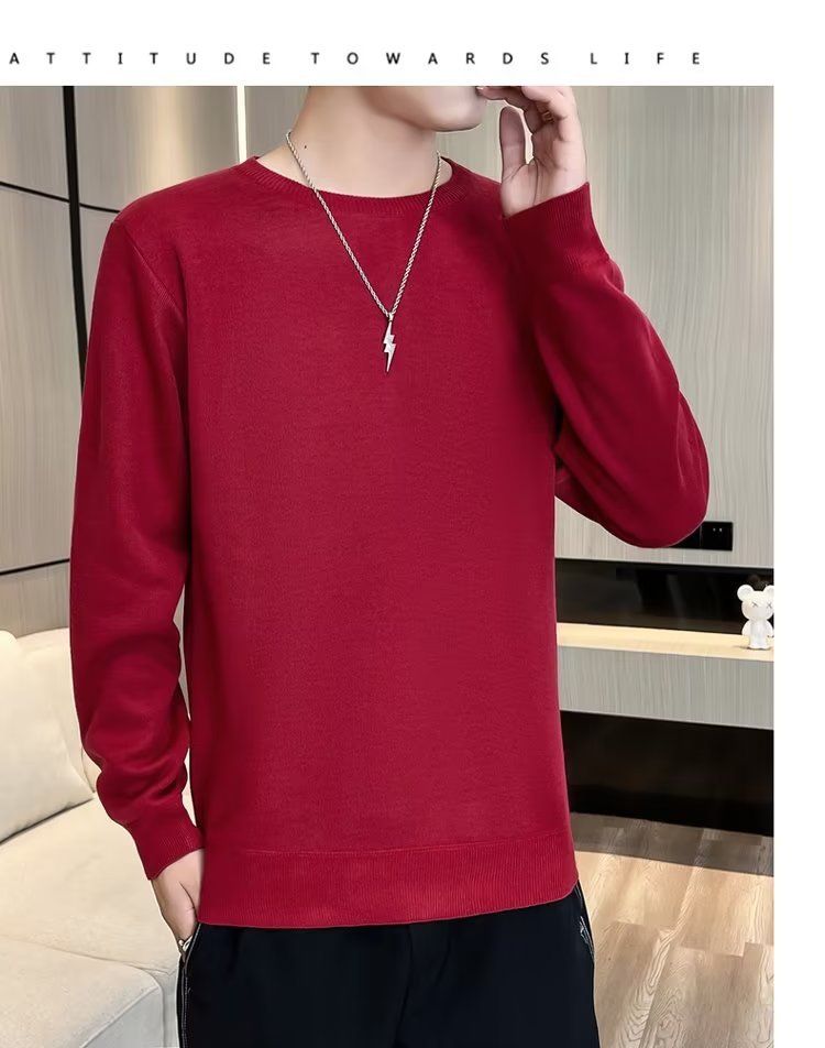 Abbigliamento maschile Maglione girocollo in velluto monopezzo autunnale e invernale da uomo, camicia con fondo foderato in pile spesso da uomo, 2024, nuovo top caldo tutto-fiammifero alla moda_voghion.com