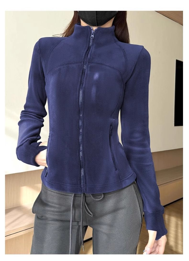 Giacca felpata foderata in pile polare slim fit invernale 2025 per donna, abbigliamento yoga primaverile autunnale_voghion.com