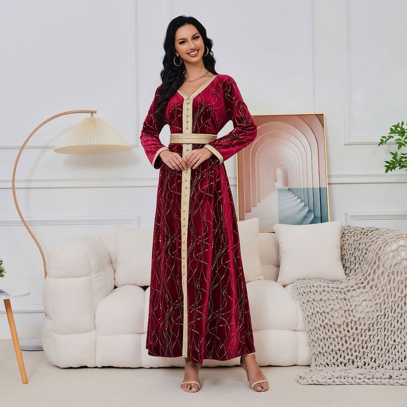 Mt080 muslimi-kylpytakki syksy/talvi uusi samettinen lämmin kuumaleimattu abaya-mekko_voghion.com