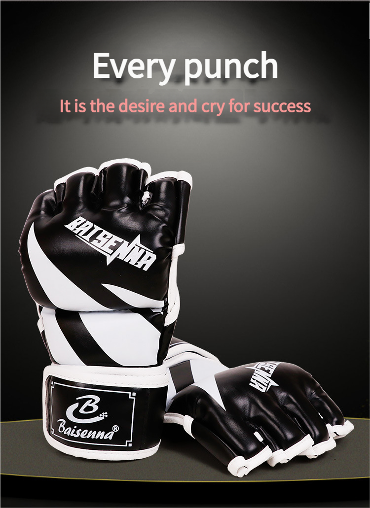 Erwachsene Männer Halbfinger Training Professionelle Kampfhandschuhe MMA Sandsack Spezialboxen Muay Thai_voghion.com