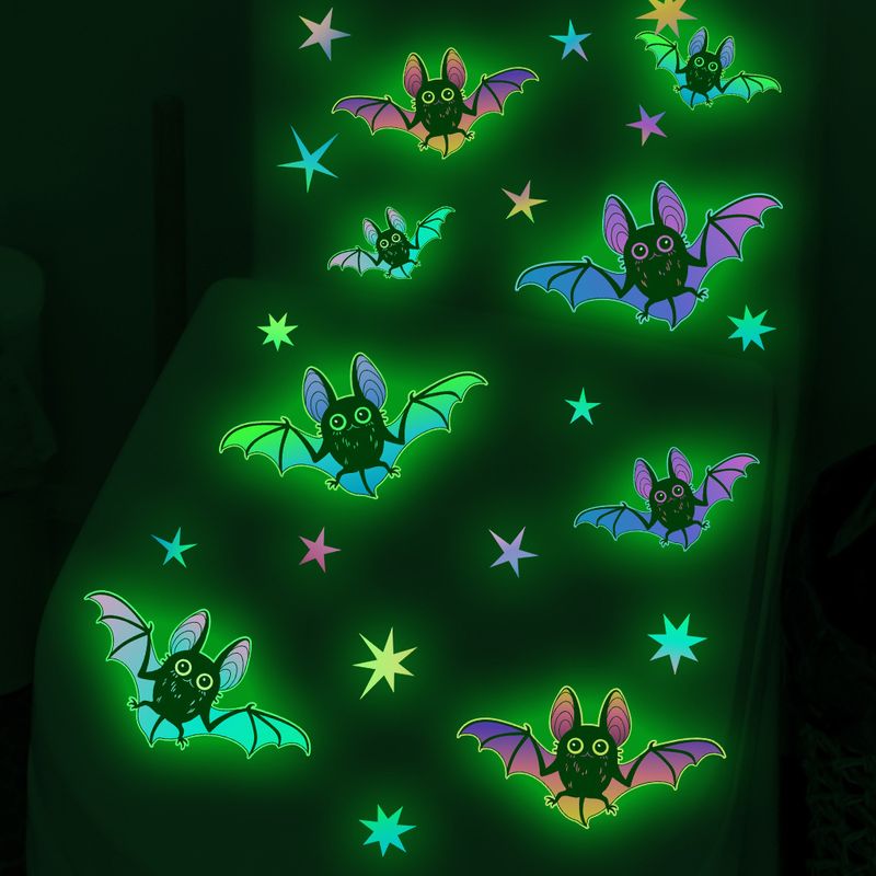 Glow In The Dark Halloween Wall Stickers - 6PCS Ghost Bat Spider Fluorescent Decals For Home Party Decor (20x15cm)_voghion.com