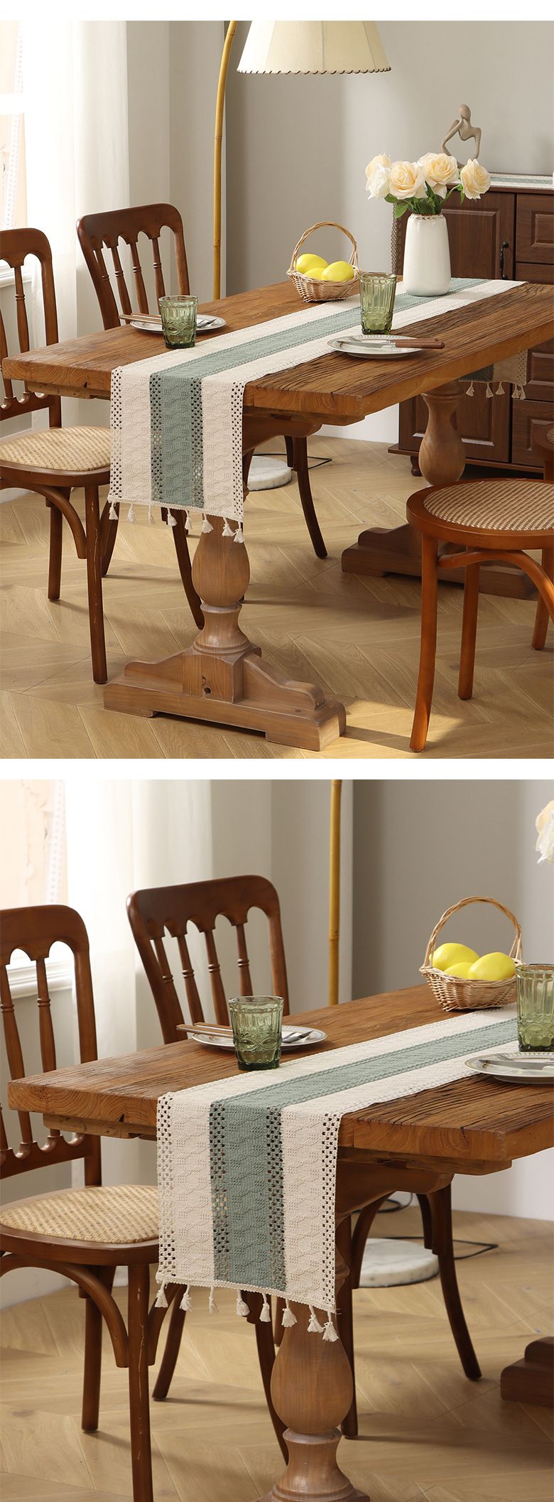Cotton And Linen Table Runner Stitching Woven Tassel Ethnic Style Table Mat Festival Decoration Knitted Hollow Cover Cloth Light Luxury High End_voghion.com
