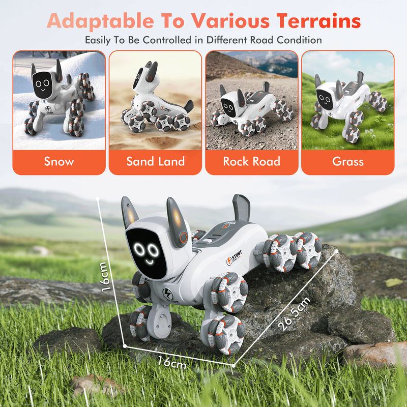 UUGEE Remote Control Dog Toys, RC Smart Robot Intelligent Pets 8WD Gesture Sensing Stunt Toys With Light And Music,_voghion.com