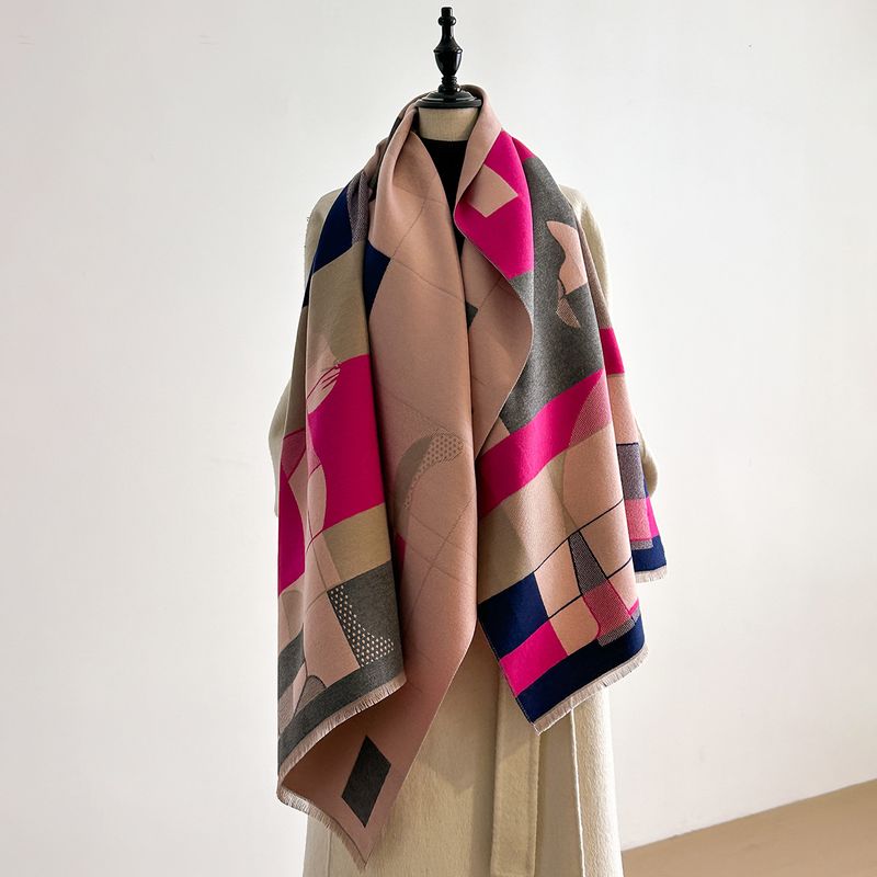 Women's Trendy High-End Elegant Scarf Cashmere High-Value Design Geometric Print Shawl_voghion.com