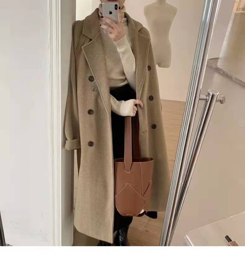 Xi Wu Women's Elegant Woolen Coat, Stylish And Warm Outerwear, Thickened Mid-length Jacket For Autumn And Winter, Hepburn Style_voghion.com