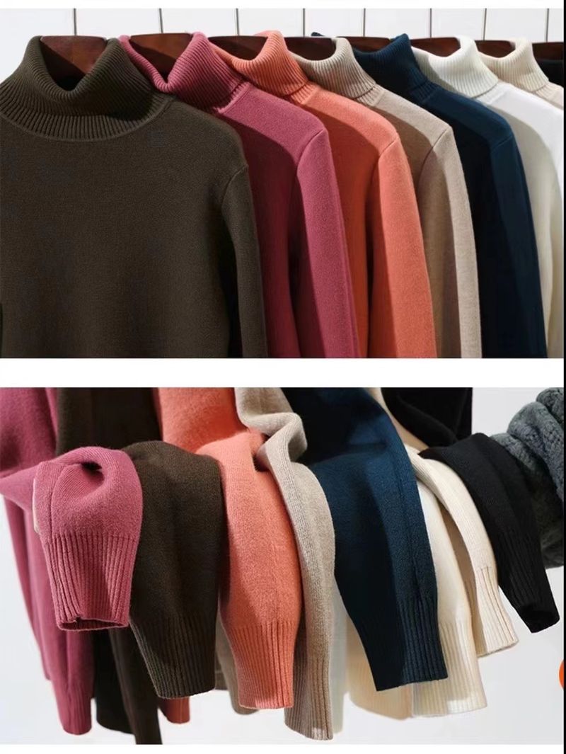 Dames fleecetrui met hoge hals - warme wintertop, verdikt all-in-one thermisch shirt voor herfst en winter (pruim/zwart/donkerblauw)_voghion.com