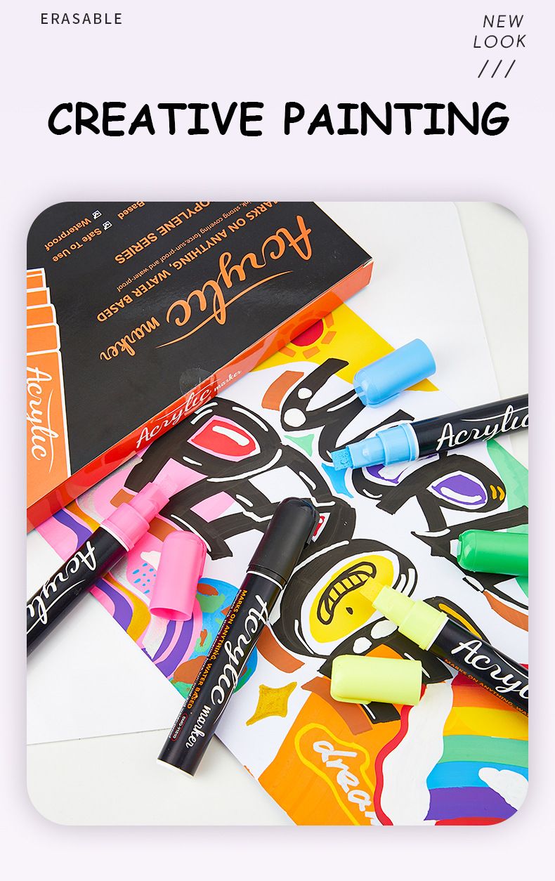 10 mm quadratisches Acrylmarker-Set – 12 leuchtende Farben für Studenten, Künstler und Heimwerker – schnelltrocknend, mischbar, ideal zum Skizzieren_voghion.com