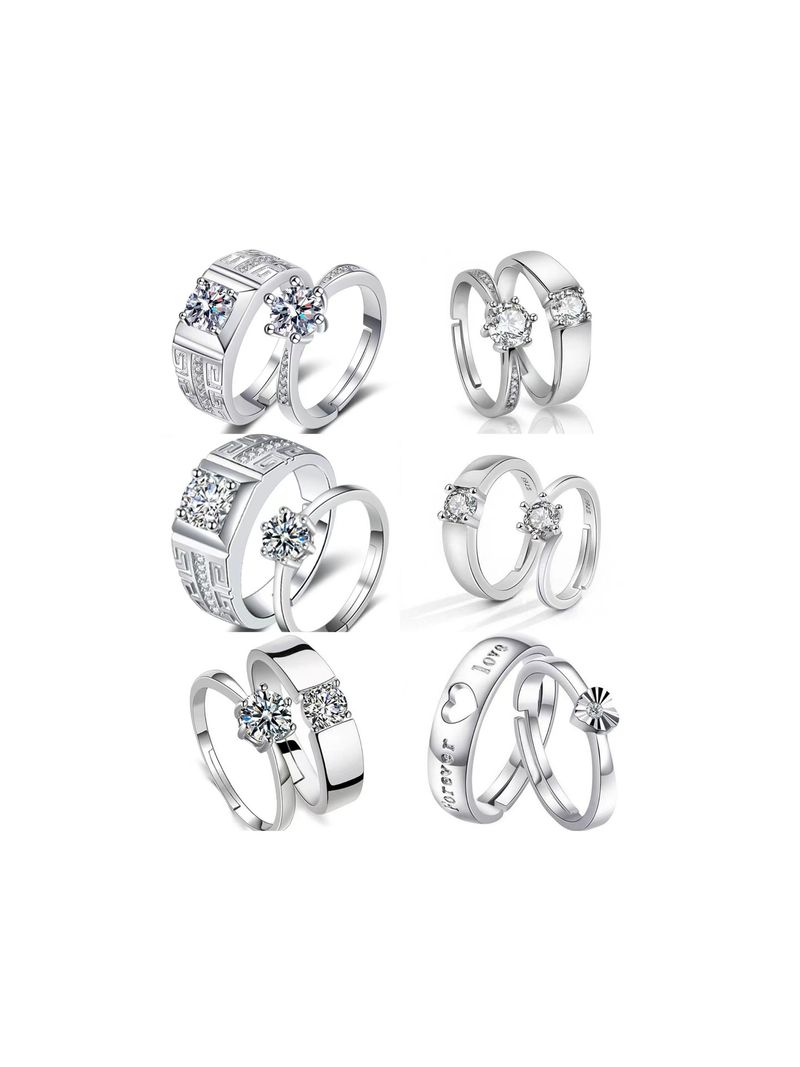 Hot Sales Moissanit Zirkon Verlobungsring fir Männer a Fraen - Klassesche Sechs-Krallen-Koppelring_voghion.com