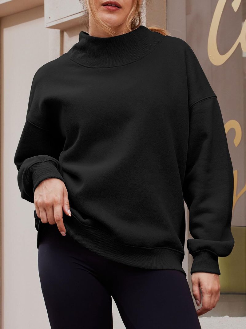 Women's sweatshirt long sleeve turtleneck pullover sweatshirt casual sweatshirt fleece top_voghion.com