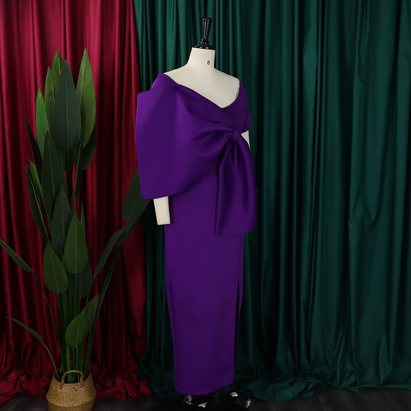 women's sexy big bow slit dress bag hip skirt dress_voghion.com