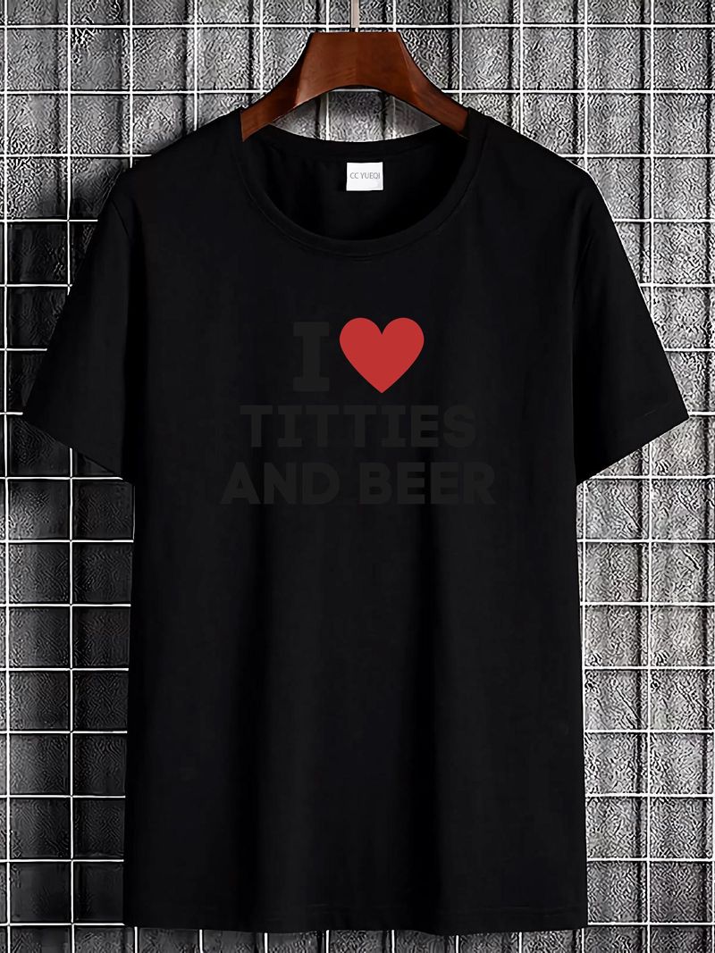 Maglietta "Amo le tette e la birra", divertente maglietta per adulti amante della birra, amante delle tette, taglia S-5XL, grafica unisex, morbida, abbigliamento da uomo versatile ed elasticizzato._voghion.com
