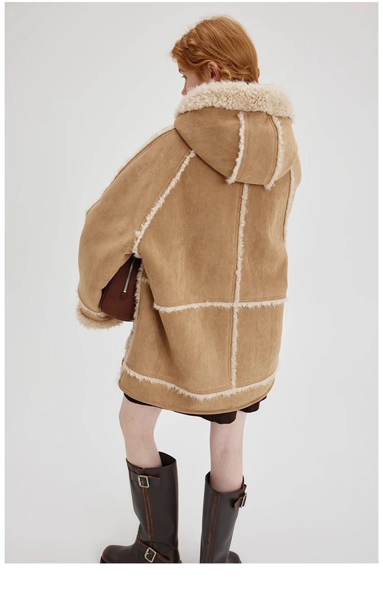 Damenbekleidung Winter Neue Pelzjacke mit Kapuze für Damen Retro Wildleder Warme und weiche kurze Jacke_voghion.com