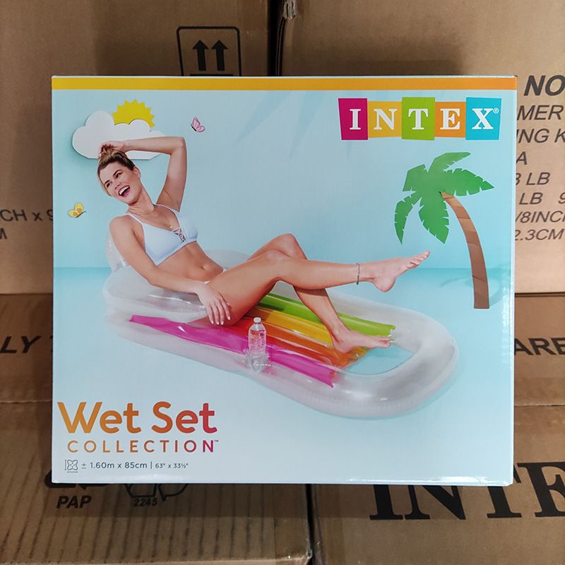 Inflatable Lounge Chair (160x85cm) - Heavy-Duty PVC Floating Bed With Backrest & Armrests For Pool, Beach, Lake - Blue Luxury Air Mattress For Adults_voghion.com