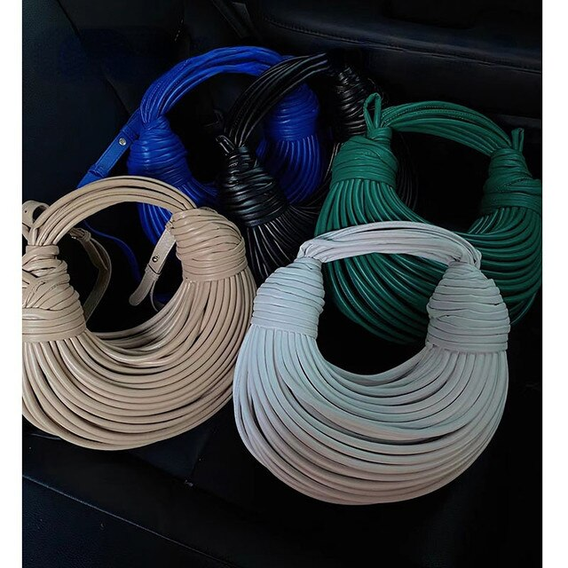 Handbags for Women 2023 New in Gold Luxury Designer Brand Handwoven Noodle Bags Rope Knotted Pulled Hobo Silver Evening Clutch_voghion.com