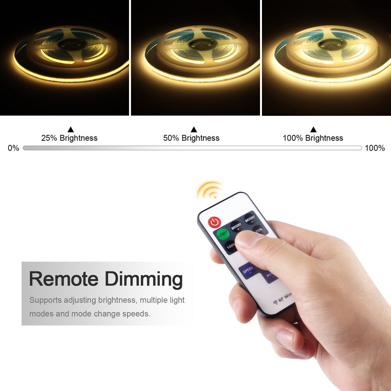DC5V COB LED Strip With Dimmable Remote Control 2/3/5M White/Warm White COB Strip Light For Indoor Home Cabinet Decor Lighting_voghion.com