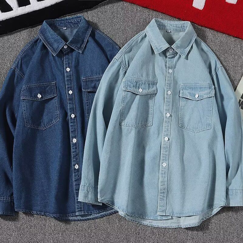 Neues Frühlings-Jeanshemd für Herren mit langen Ärmeln, vielseitiges Paar, große Jacke, locker, trendig, für Herbst und Winter_voghion.com