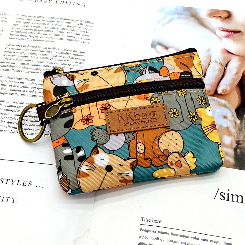 new printed and coated cartoon wallet, anti fouling and waterproof lipstick coin storage bag, women's canvas wallet_voghion.com