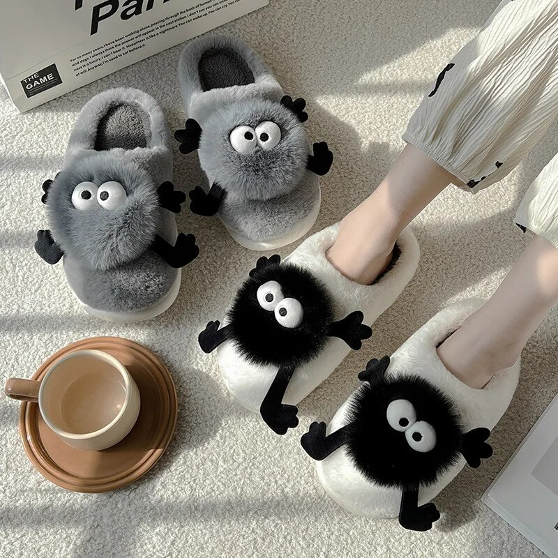 Paar Winter Zu Hause Frauen Schuhe Nette Cartoon Katze Hausschuhe Männer Warme Plüsch Gleitet Schlafzimmer Nicht-Slip Boden Pantoffel_voghion.com