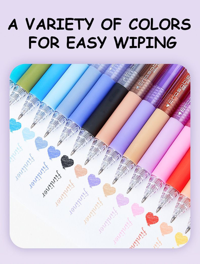 36 Colors Erasable Gel Pens, 0.7mm Fine Tip, Quick-Dry Ink, Smooth Writing For School, Office & Art Projects (Set Of 36 Vibrant Colors)_voghion.com