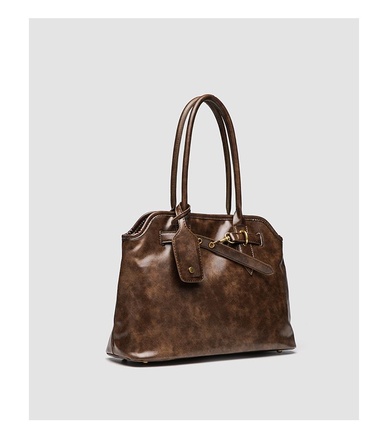 Borsa da dottore Celebrity Stesso stile Moda retrò marrone Valigetta Forma concava Design Borsa a tracolla singola Donna_voghion.com