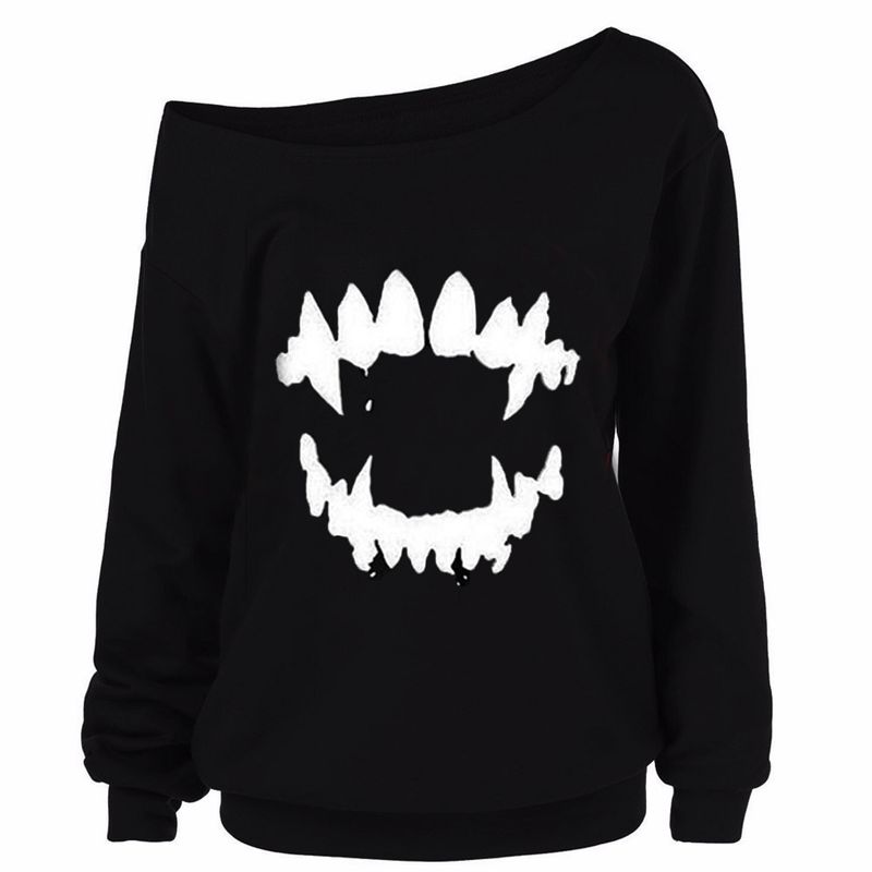 FC644 2025 New Women's Halloween Printed Long Sleeve Autumn Off-Shoulder Top T-Shirt_voghion.com