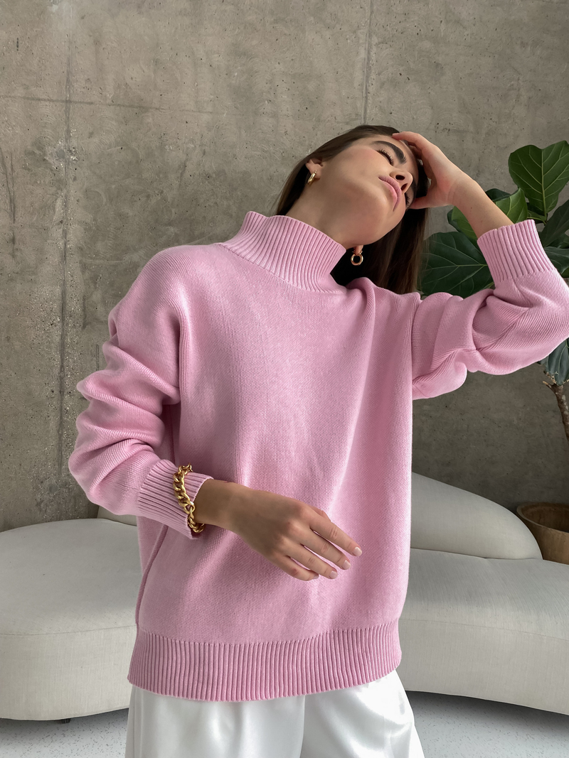 Vêtements pour femmes Mode féminine avec pull ample et chaud à demi-col roulé_voghion.com