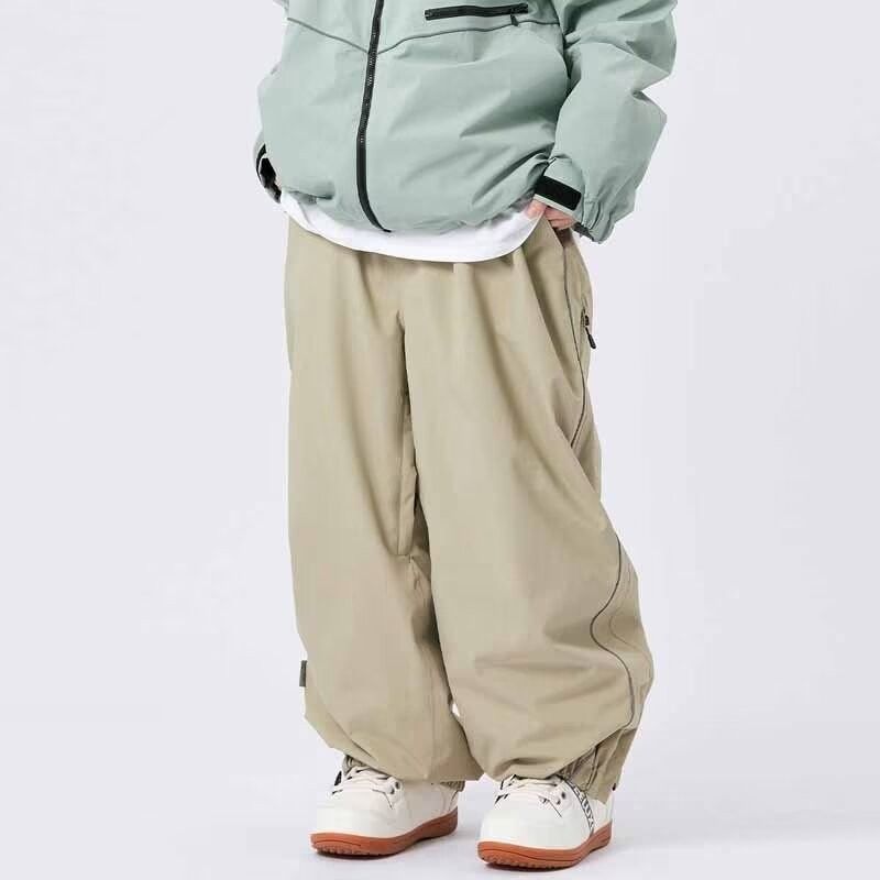Functional Waterproof Cargo Men Spring Autumn Trendy Loose Straight Wide Leg Casual Long Ski Pants_voghion.com