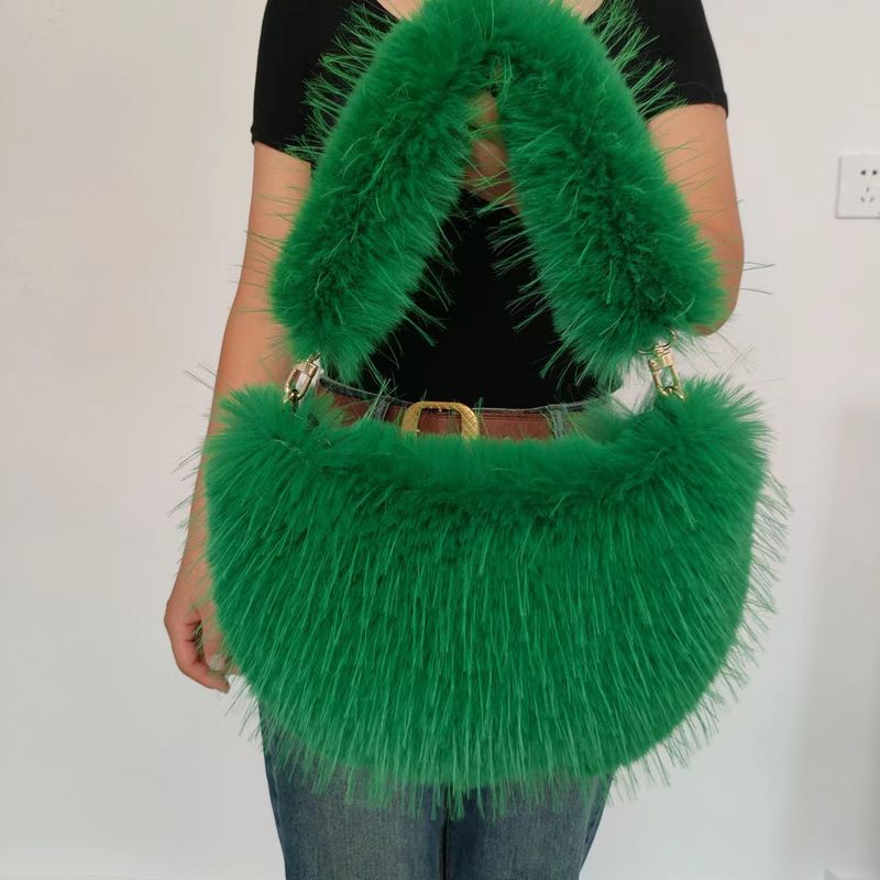Faux Fur Handbag For Women - Y2K Retro Style Fluffy Cloud Bag With Zipper Closure, Multi-Pocket Design, 9 Color Options_voghion.com