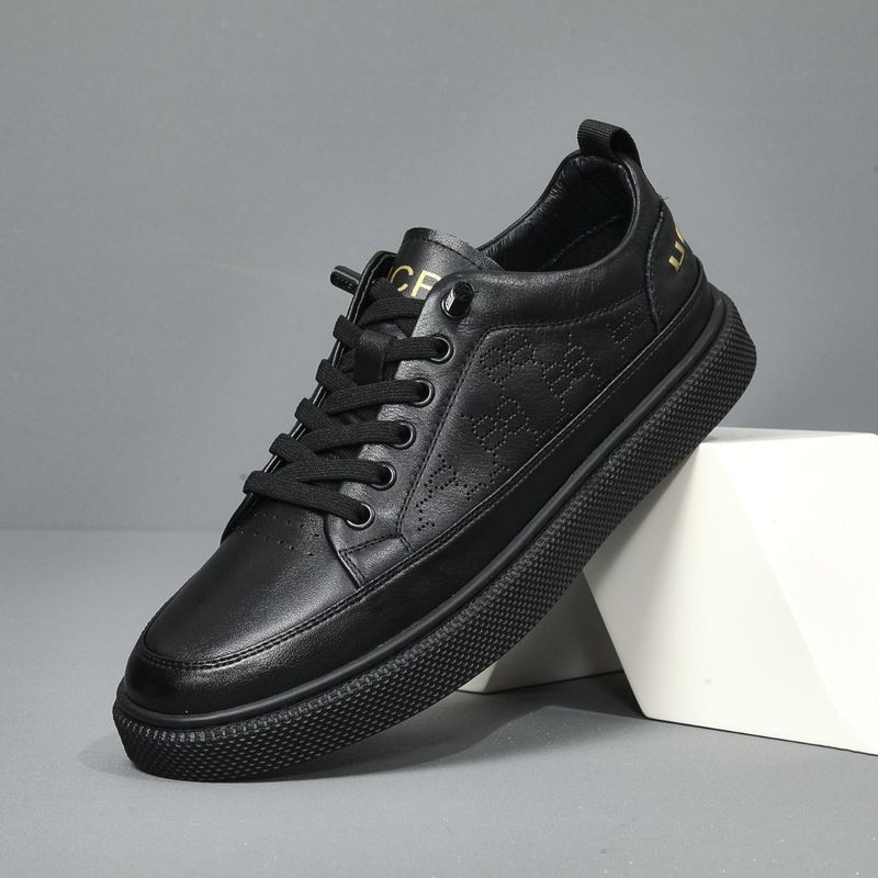 2024 New head layer cowhide men's small white bottom lightweight sports casual breathable plate shoes_voghion.com