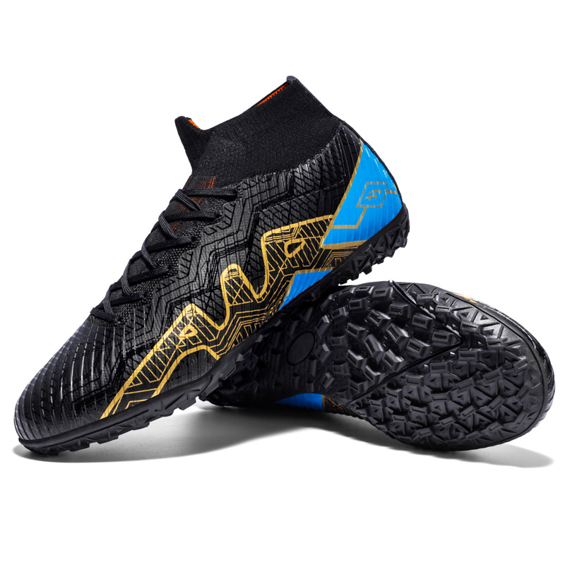 Cross Border Foreign Trade Leather Football Shoes Men S High Top AG Spikes Youth Student Training_voghion.com