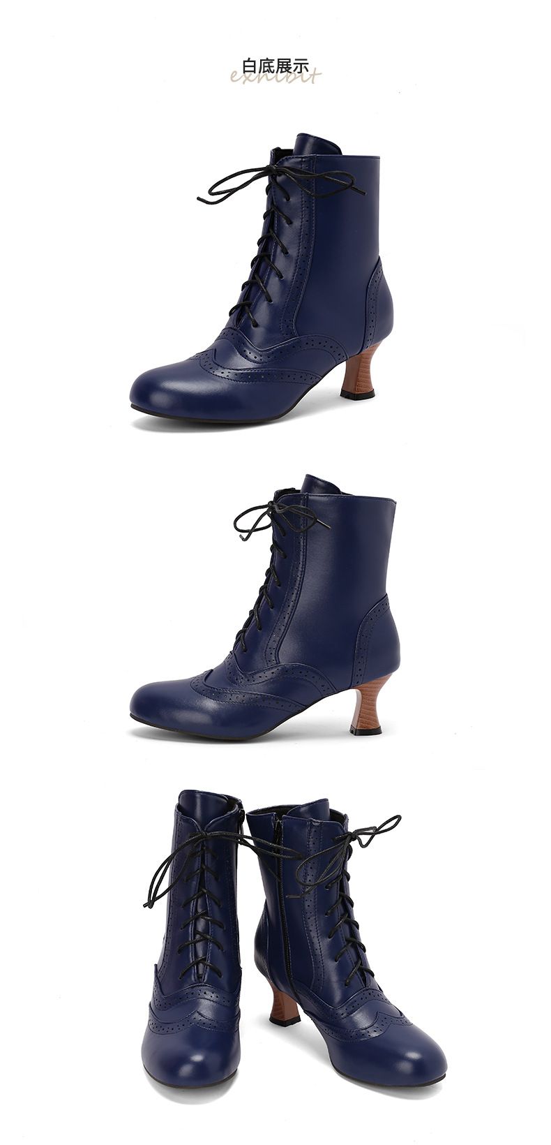 Stivaletti da donna, autunno inverno, stivali corti, taglie forti, stile britannico, con tacco medio e lacci, stivali Martin corti, H_voghion.com