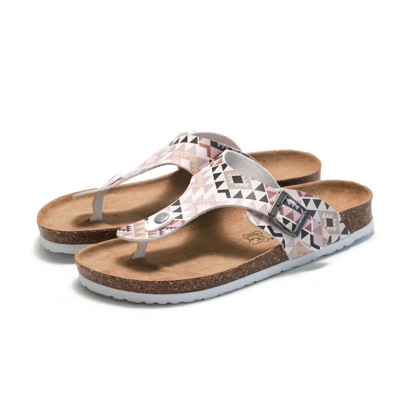 2025 New Geometric Cork Slippers For Women Summer Student Beach Korean Style Water Pine Shoes_voghion.com