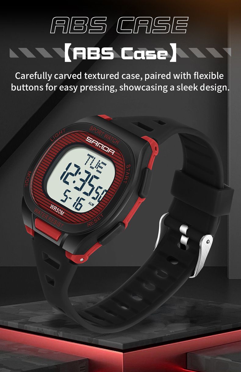 Orologio sportivo digitale da uomo e da donna con sveglia, impermeabile, multifunzione, retroilluminazione a LED, cronometro, timer per il conto alla rovescia, design leggero e di lusso_voghion.com