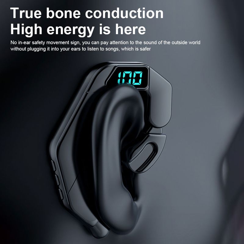 V19 Viseče športne Bluetooth slušalke z digitalnim prikazom kostne prevodnosti (zelene)_voghion.com