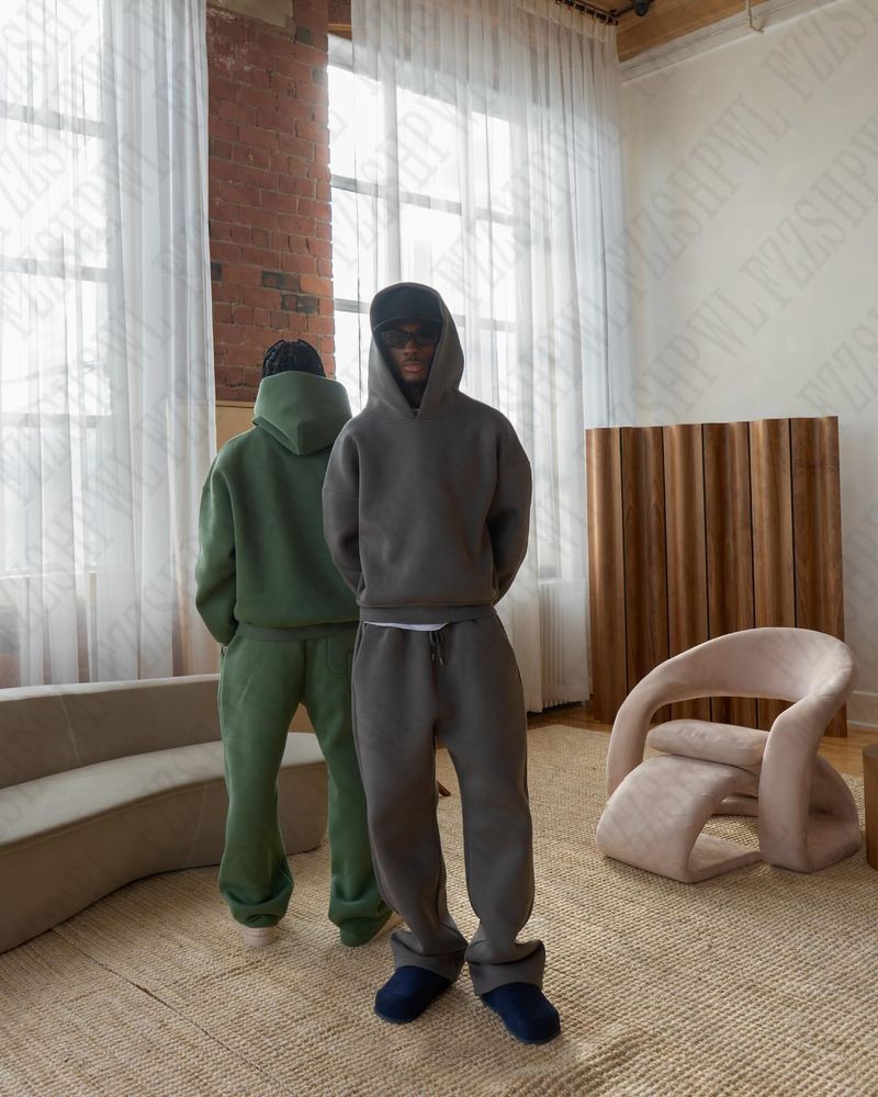 2024 Winter Casual Street Fashion Hoodie Solid Color Loose Sweatshirt Sweatpants_voghion.com